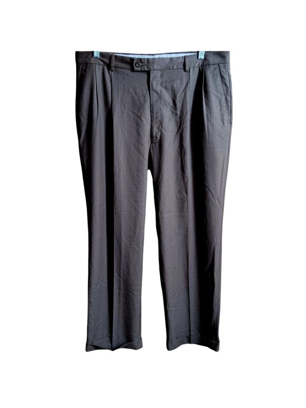 Mens Dress Pants 38x30 Braggi By Louis Raphael Brown Pleated Wool Blend